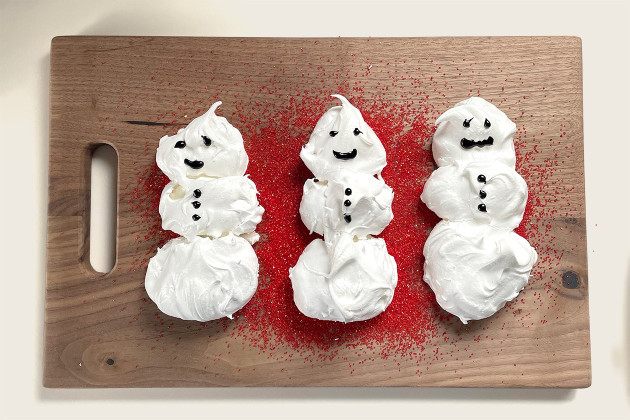 Board with edible snowmen
