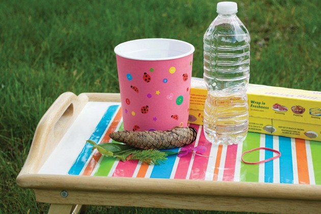 You can recycle a cup, a water bottle and plastic wrap to make a fun science activity at home.