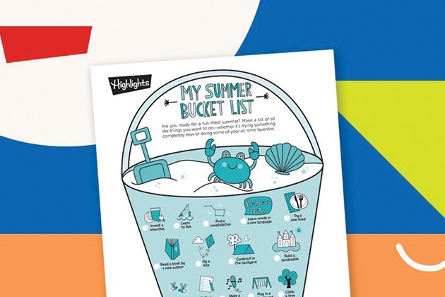 The summer bucket list — on a bucket graphic.