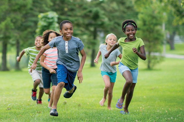 Children running while playing tag games