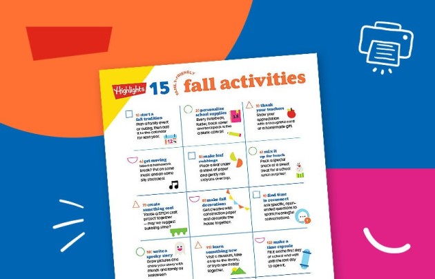 Family Fall activities list to print 