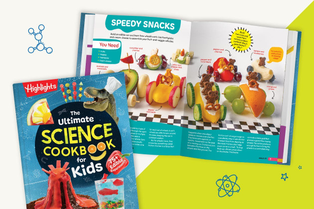 cover and inside pages of Highlights The Ultimate Science Cookbook for Kids
