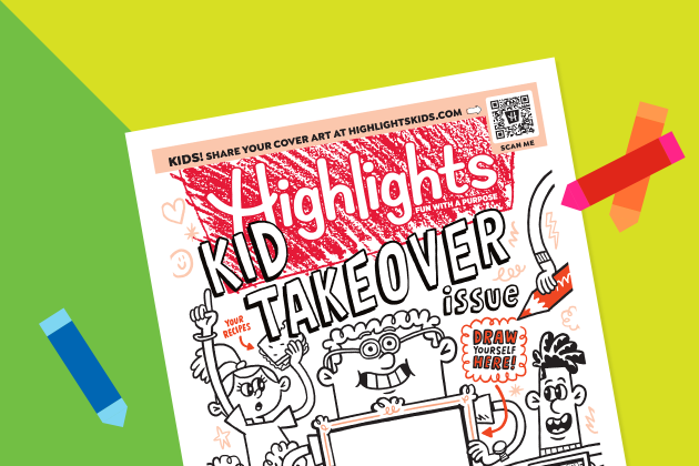 Kids self-portrait coloring page printable from Highlights magazine