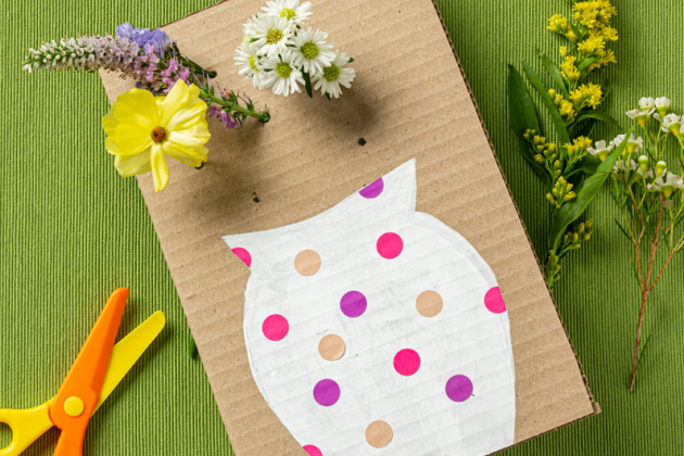 flowers placed in cardboard vase kids craft step 4