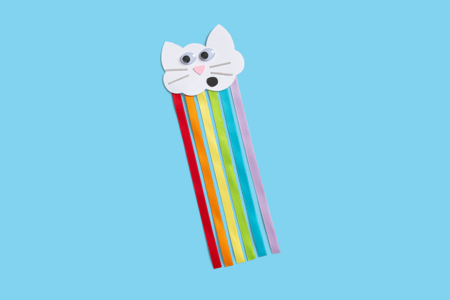 cat cloud and rainbow bookmark