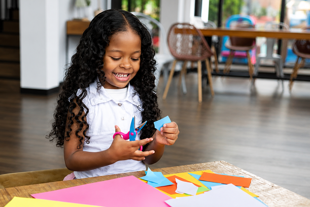 preschooler making arts and crafts