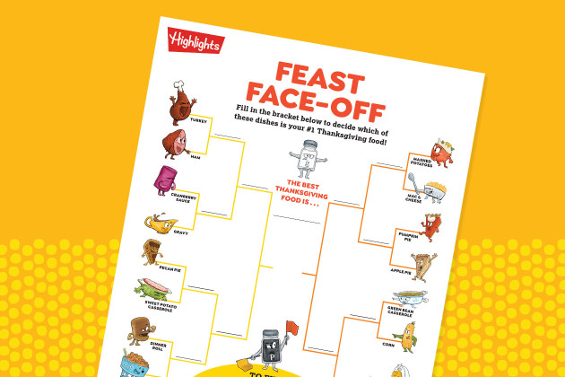 thanksgiving feast bracket on yellow background