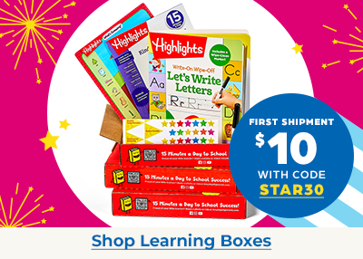 The first shipment of kids learning boxes is $10 with code STAR30.