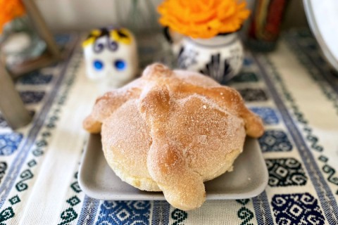 Freshly baked bread called Bread of The Dead