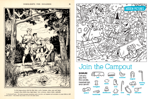 comparison of first Hidden Pictures puzzle vs. modern puzzle